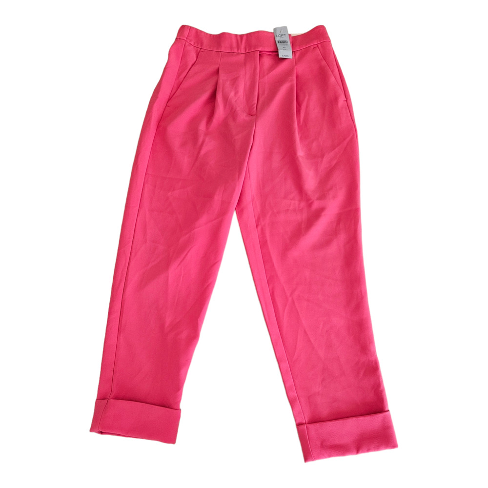 LOFT Outlet XSP High Rise Straight Pink Pants